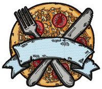 Yummy pizza embroidery design