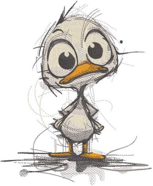 Brave Duckling sketch embroidery design
