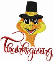 Thanksgiving with funny turkey embroidery design