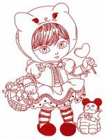 Girl in cat hat 3 embroidery design