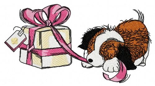 Presents for puppy 3 machine embroidery design