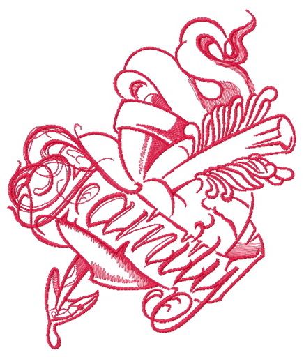 Family one color machine embroidery design