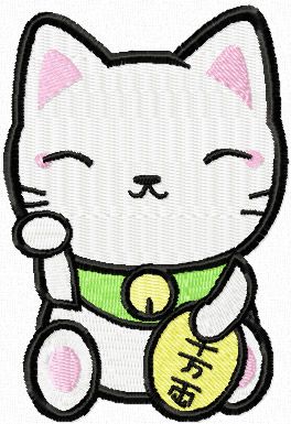 Maneki Neko clever cat machine embroidery design