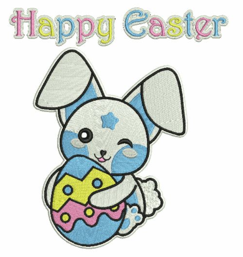 Happy Easter bunny machine embroidery design