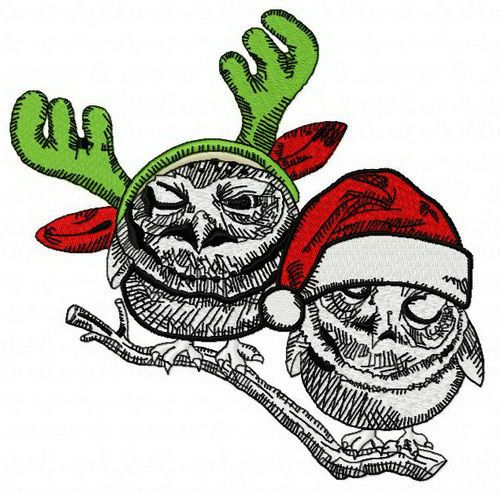Christmas owls 5 machine embroidery design