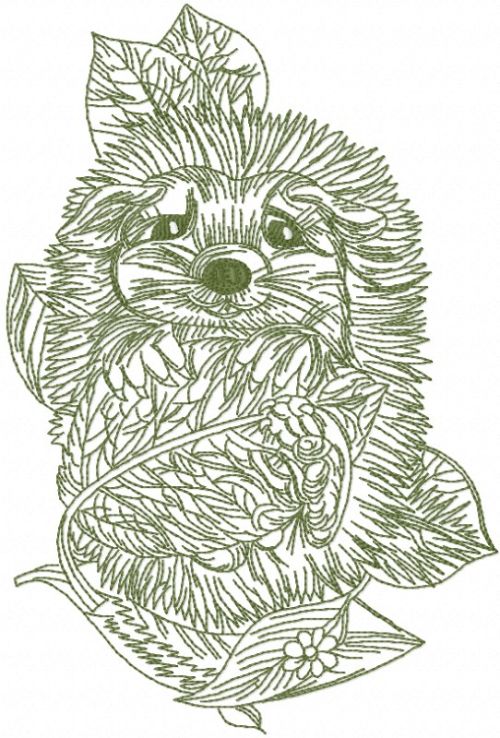 Hedgehog resting embroidery design 4