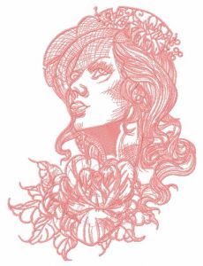 Pensive pretty girl 2 embroidery design