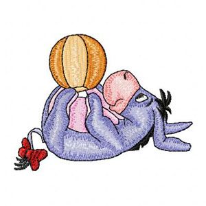 Baby Eeyore play with ball machine embroidery design