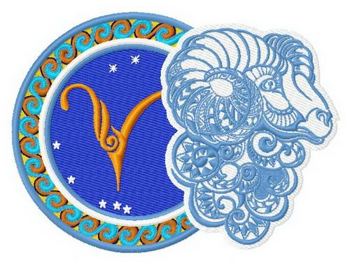 Zodiac sign Aries 2 machine embroidery design