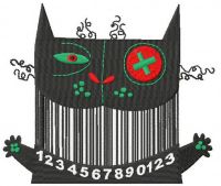 Barcode cat embroidery design