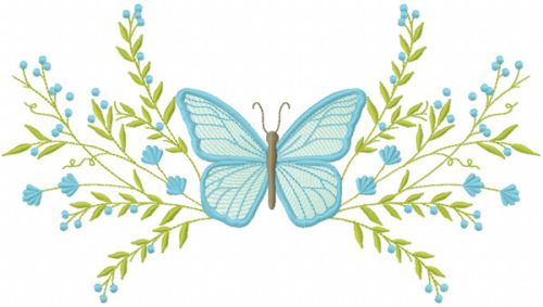 Butterfly with spring branch embroidery design