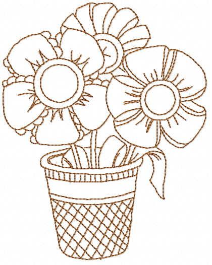 Flowers pot free embroidery design