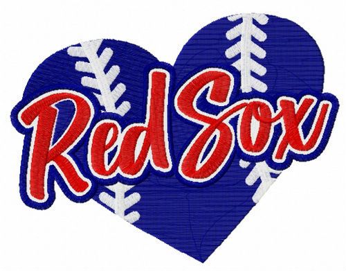 Red Sox heart machine embroidery design