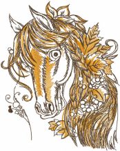 Tattered autumn horse embroidery design