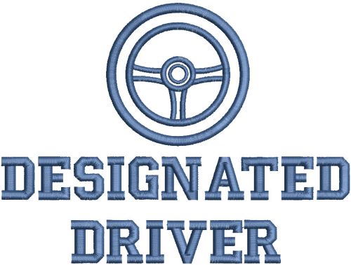 Designated driver embroidery design