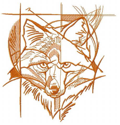 Fox street art sketch machine embroidery design