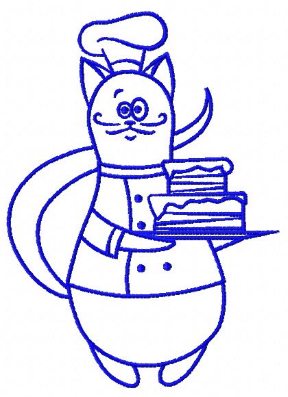 Cat chef 6 machine embroidery design