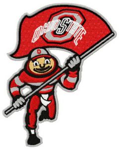 Brutus Buckeye with flag embroidery design