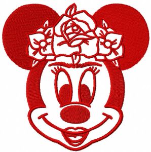 Minnie frida red color embroidery design