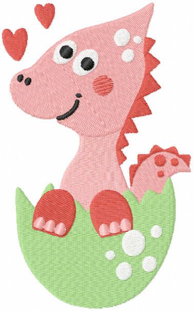 Baby dino embroidery design