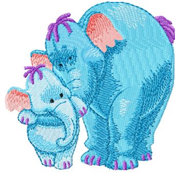 Heffalump mother and baby machine embroidery design