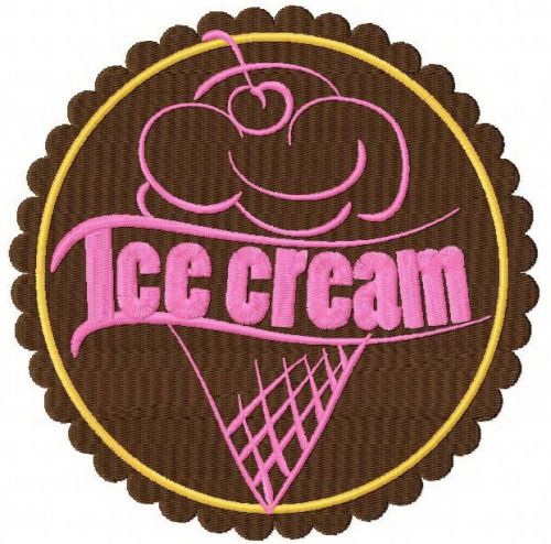 Ice cream badge machine embroidery design