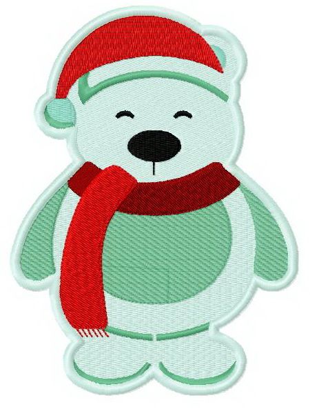 Christmas toy polar bear 4 machine embroidery design