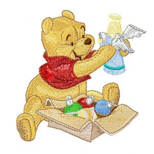 Winnie the Pooh Ready for Christmas machine embroidery design