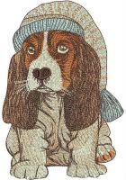 Cocker Spaniel in nightcap embroidery design