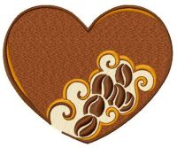 Coffee heart embroidery design