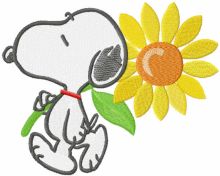 Snoopy with sunflower embroidery design