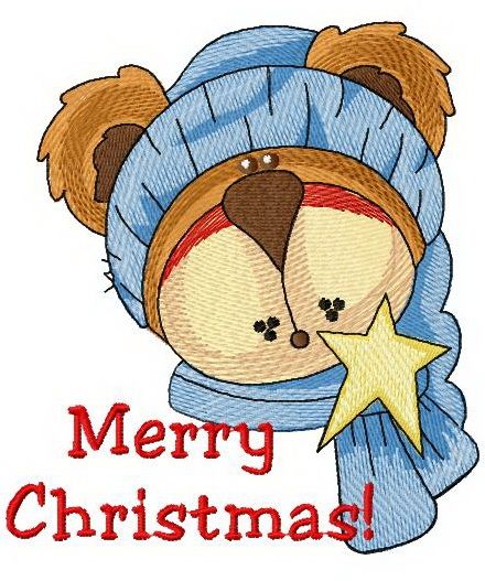 Merry Christmas bear machine embroidery design