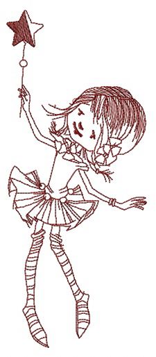 Dancing with magic wand one color machine embroidery design