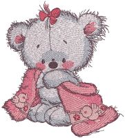 Teddy bear after shower embroidery design