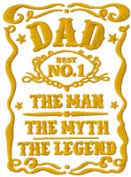 Dad number 1 the man the myth the legend embroidery design