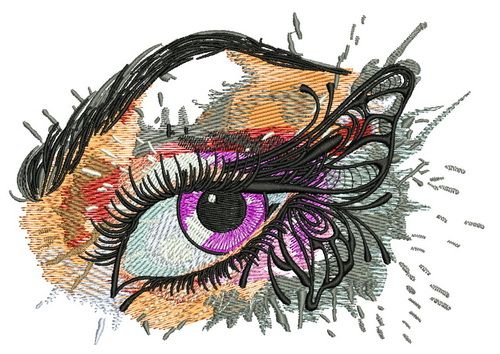Winged eye machine embroidery design