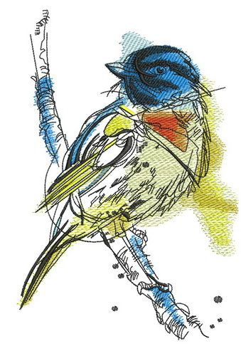 Robin bird machine embroidery design