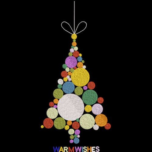 Christmas tree warm wishes embroidery design