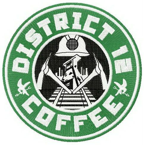 District 12 coffee machine embroidery design