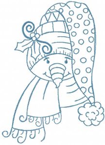 Snowman Christmas vintage style embroidery design