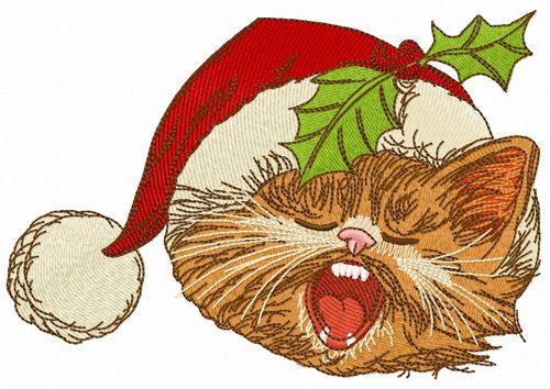 Cat sings Christmas carols 3 machine embroidery design  