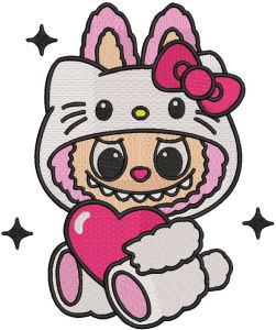 Labubu hello kitty embroidery design
