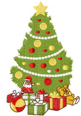 Christmas tree and toys free embroidery design