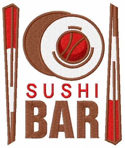 sushi bar embroidery design