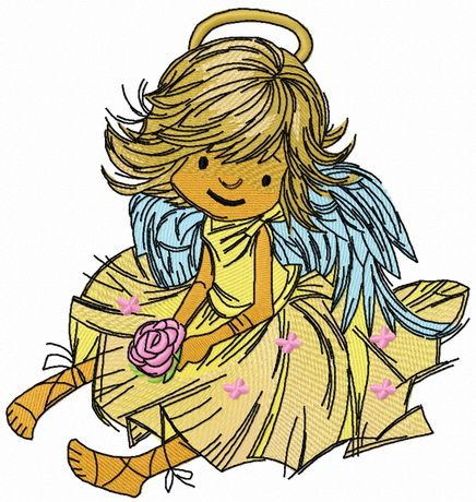 Adorable angel with rose 2 machine embroidery design