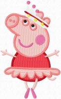 Pig ballerina embroidery design
