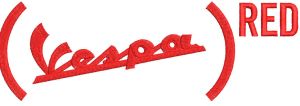 Vespa red logo embroidery design