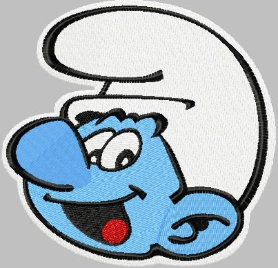 Smurf Badge machine embroidery design