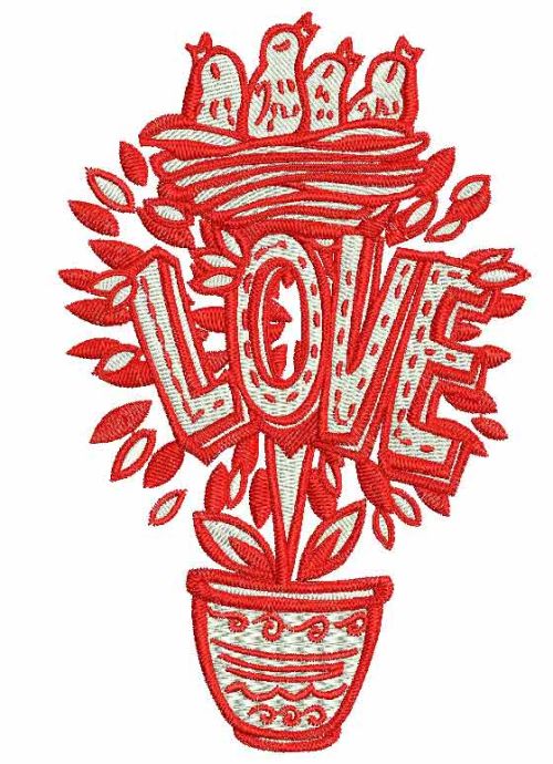 Love tree machine embroidery design