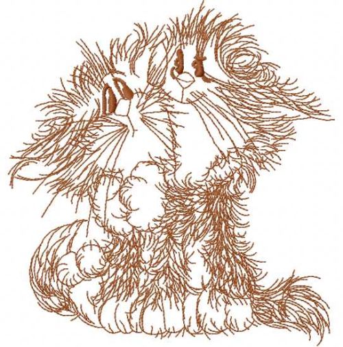 two cats friends embroidery design